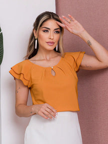 Blusa Feminina Babado de manga curta