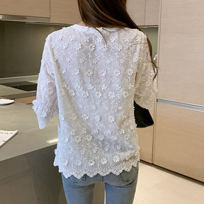 Blusa Femina bordada Flower